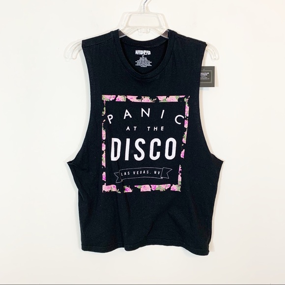 Manhead Tops - Panic At The Disco • Black Sleeveless Band Tee XL